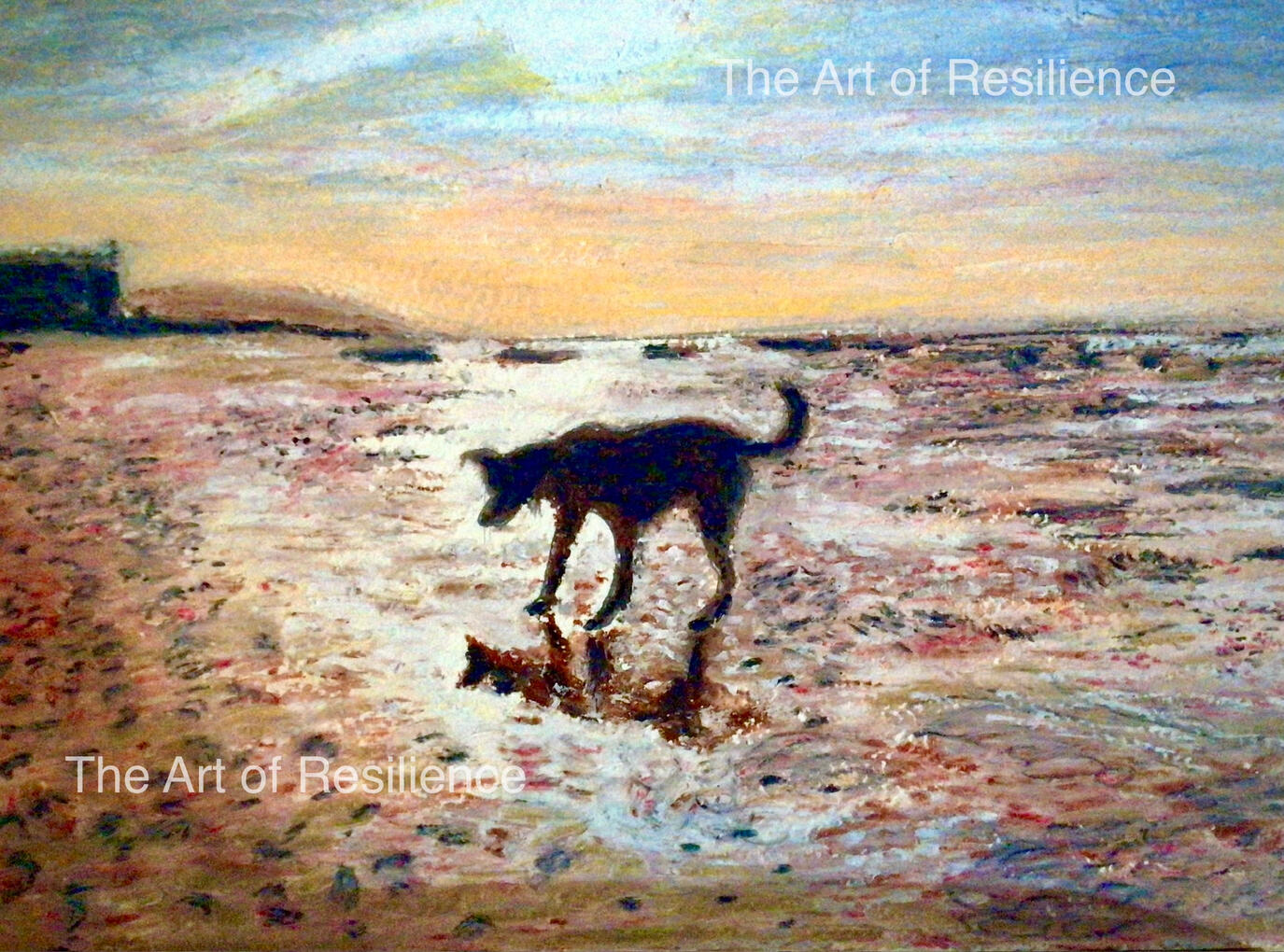 P03 - Luca on Hoylake beach [HC 2023] Luca was a GSD rescued from Sarajevo, beautiful boy. Oil pastels