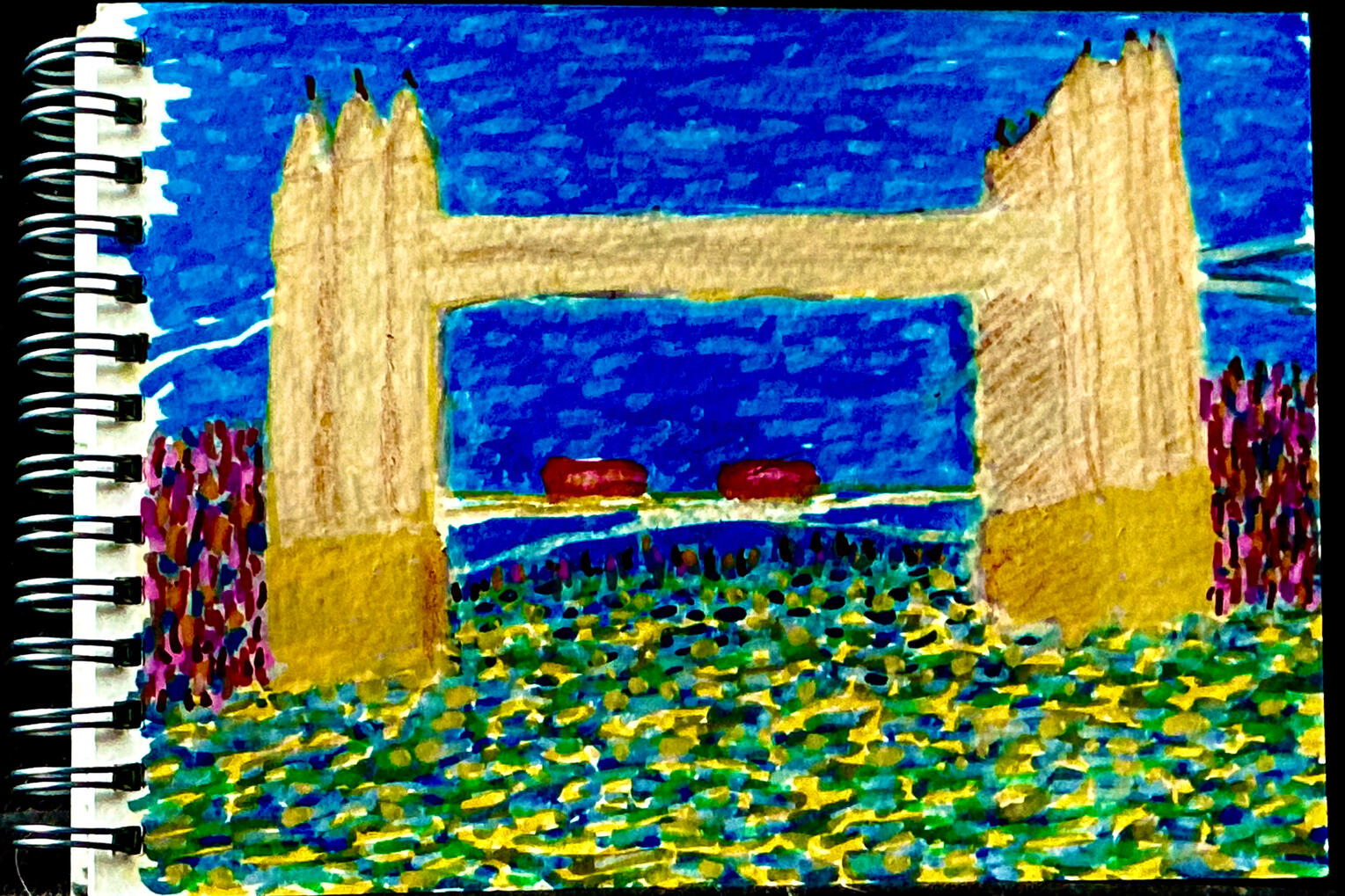*Leasowe Lighthouse’ (2025) Wirral, the oldest brick Lighthouse in Britain. Painted on Irish driftwood with Oil pastels