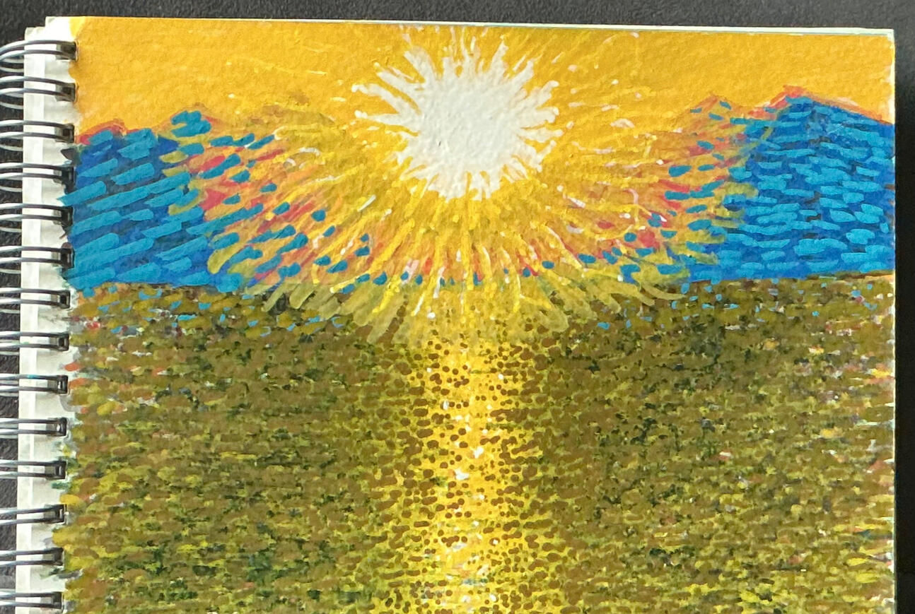 Leasowe Lighthouse part 2. I wasn’t sure how to mount the wood, so I placed it on canvas and painted the surround using Oil pastels.