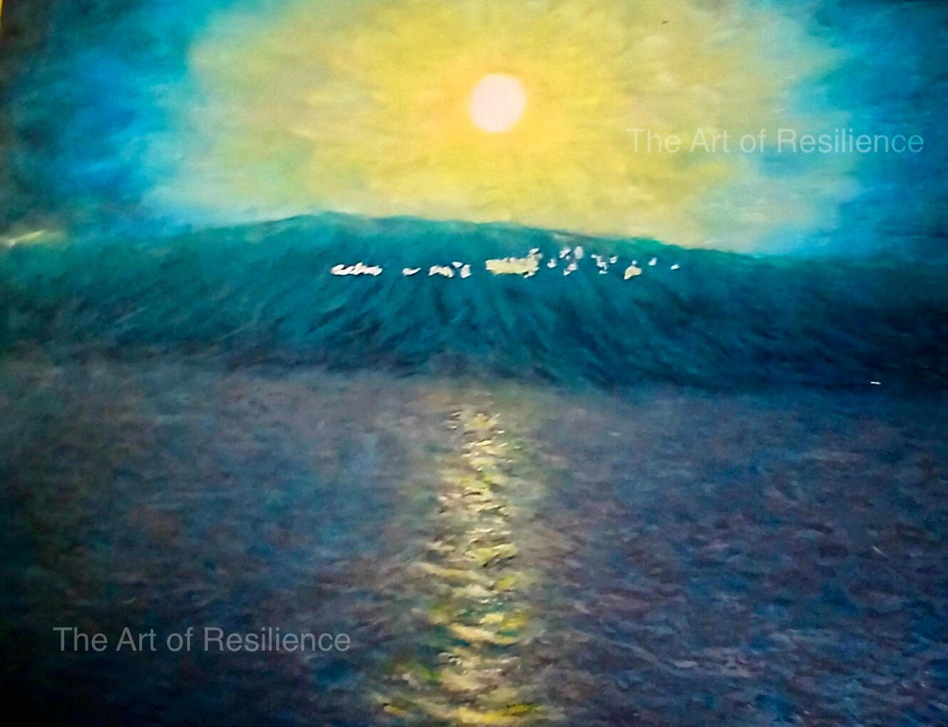 Leasowe Lighthouse part 2. I wasn’t sure how to mount the wood, so I placed it on canvas and painted the surround using Oil pastels.