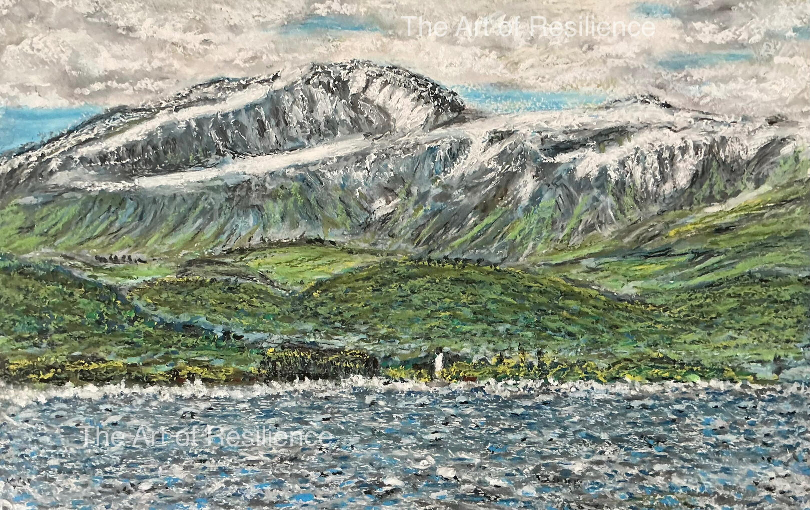 S09 - Snow capped Welsh Mountains [HC 2023] Oil pastels