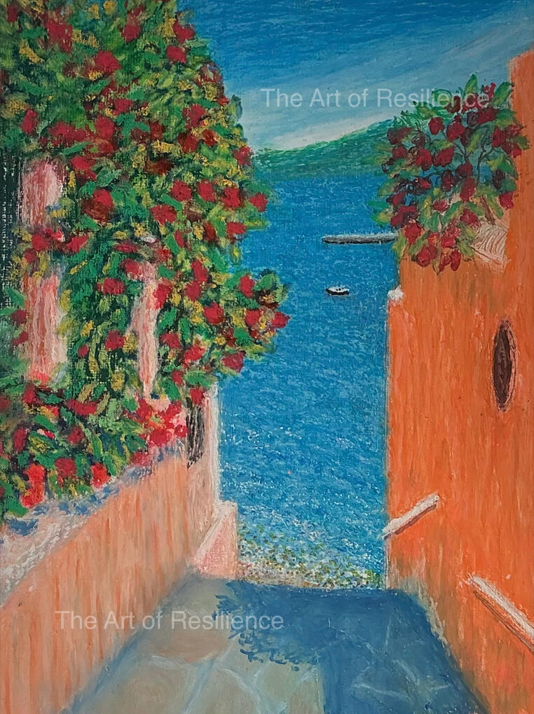S13- Pathway to the sea Asos, Kefalonia v2 [RC 2026] mixed media