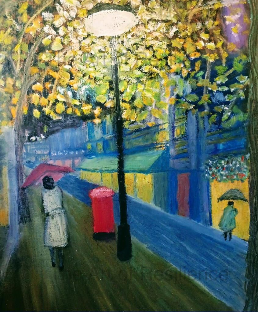 C06 - City street in the rain v2 [RC 2025] Oil pastels