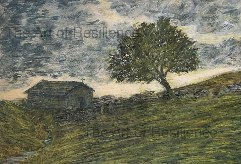 H13 - Chapel in the Dales [HC 1995] Watercolour pencils