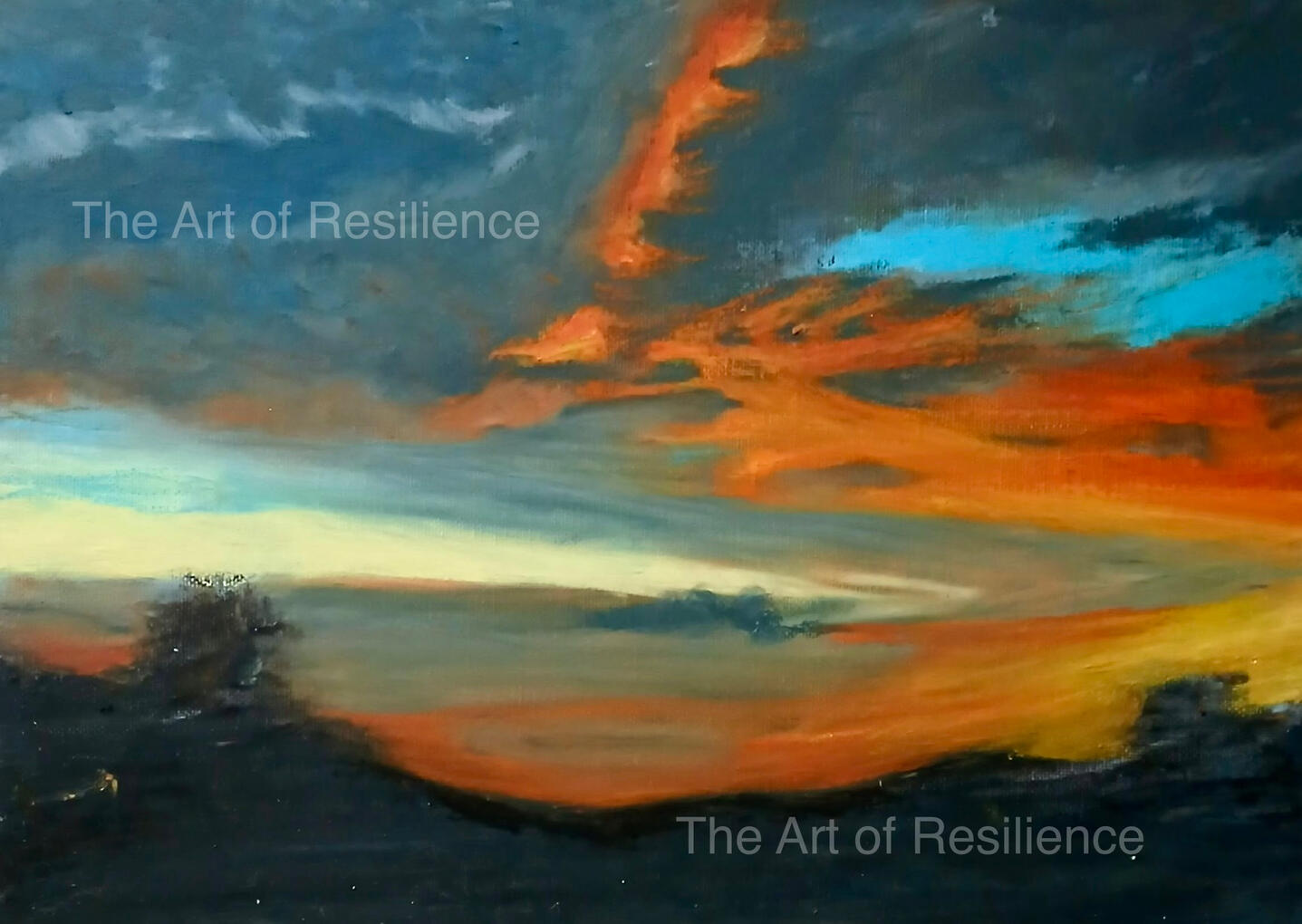 AA07 - American Sunset [RC 2025] inspired by a photograph from my cousin Michele. Acrylics and Oil pastels