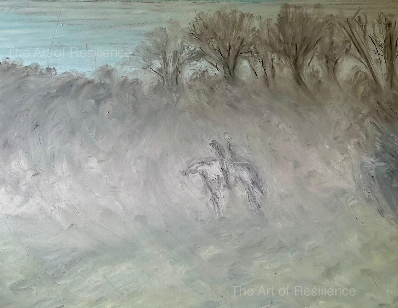 AA13 - Horses in the mist [RC 2026] Acrylics and oil pastels