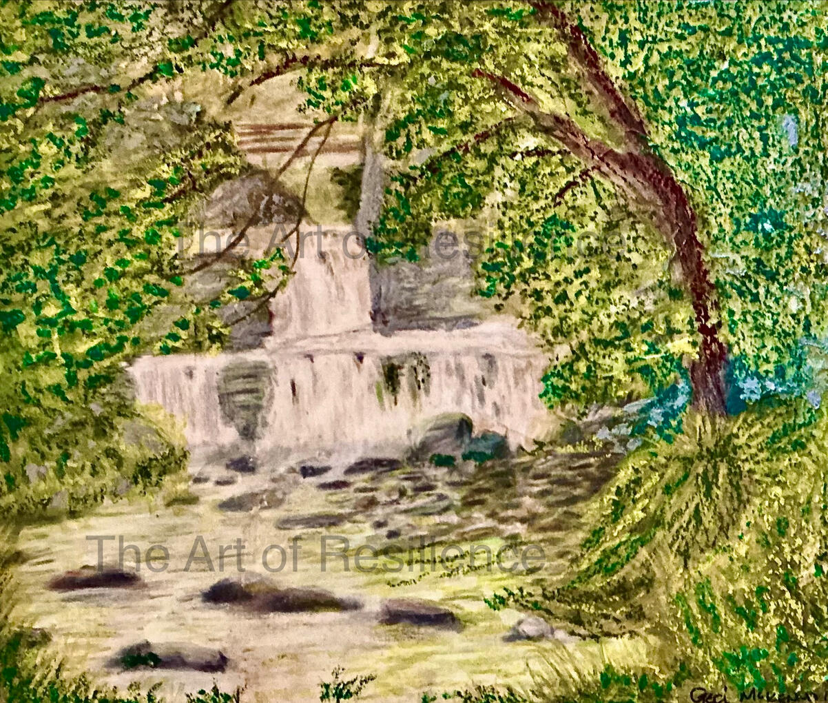 H04 - Cotter Force [HC 1992] Watercolour pencils. About a mile up the beck from Cotterdale.