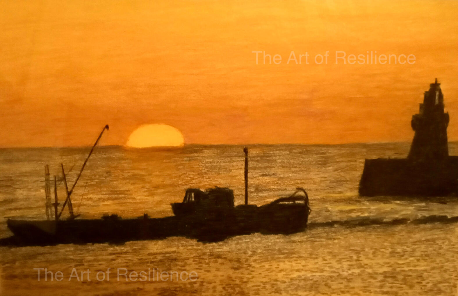 H06 - Fishing trawler at Dawn **[HC 1989] Watercolour pencils