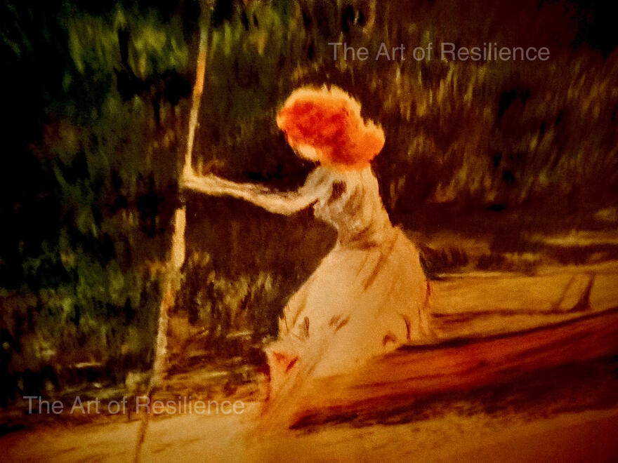 H07 - Girl on a boat [HC 1989] Watercolour pencils