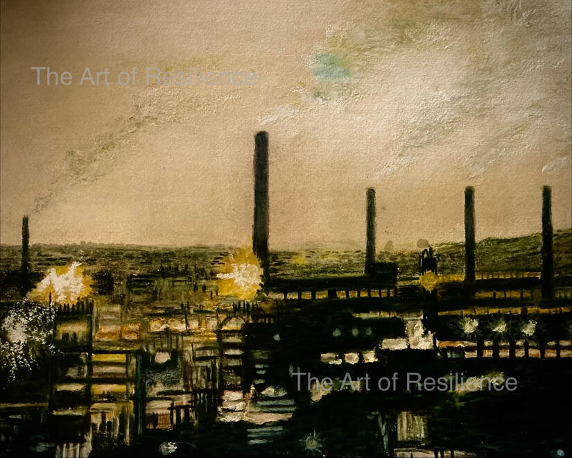 H11 - The industrial North v2 [HC 1989] Watercolour pencils, restored with Oil pastels 2026