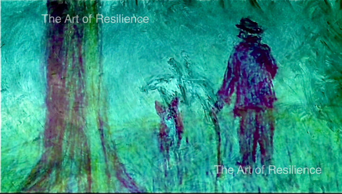 Col5 - The old man, his dog and the horses. Collage Art